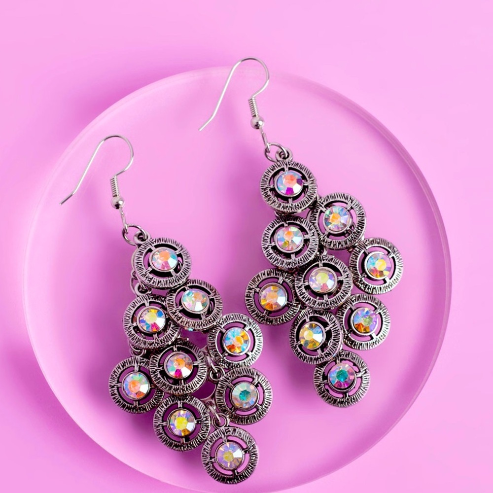 Iridescent Silver Earrings